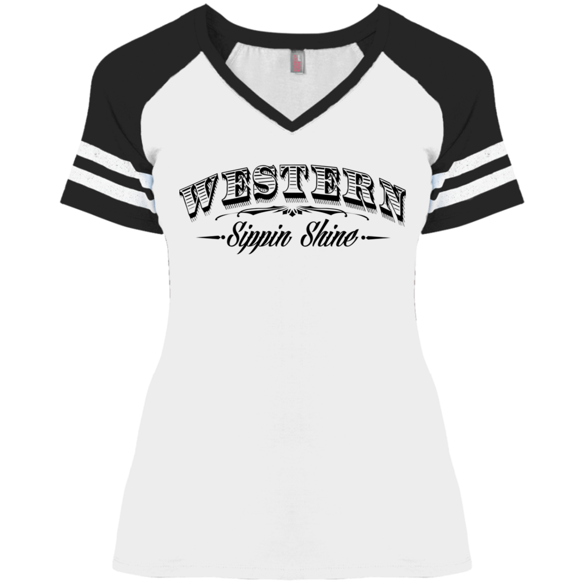 Western Sippin Shine - 3 Hundred Days - Ladies' Game V-Neck T-Shirt