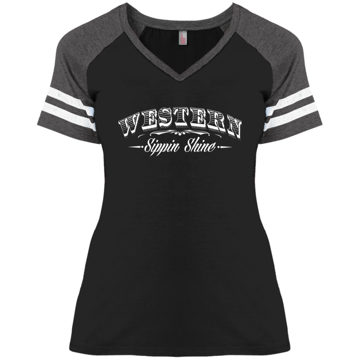 Western Sippin Shine - White - 3 Hundred Days - Ladies' Game V-Neck T-Shirt