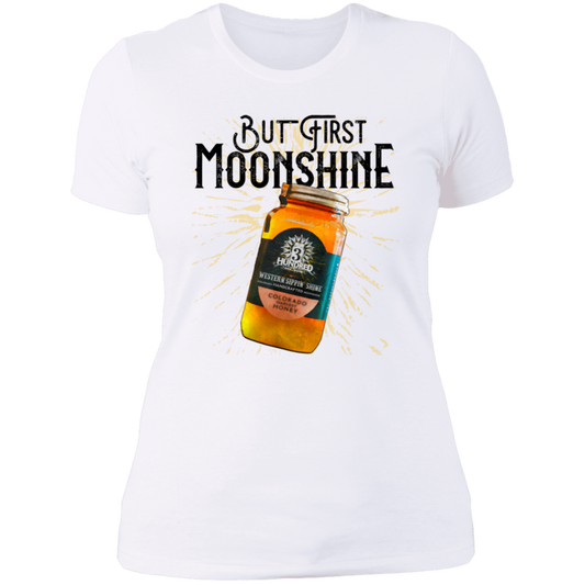 But First, Moonshine - Black -  3 Hundred Days -  Ladies' Boyfriend T-Shirt