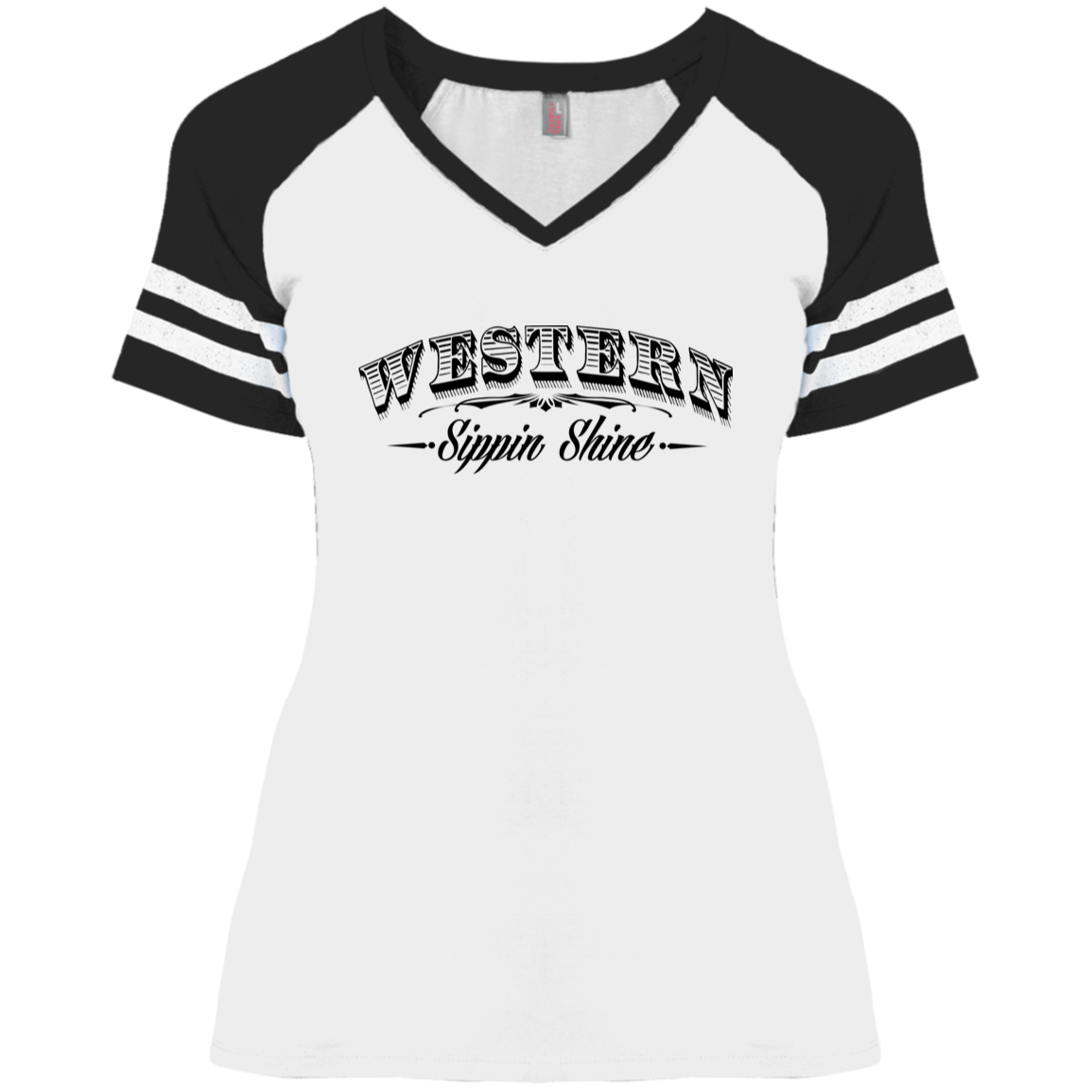 Western Sippin Shine - 3 Hundred Days - Ladies' Game V-Neck T-Shirt